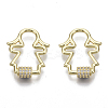 Brass Micro Pave Clear Cubic Zirconia Screw Carabiner Lock Charms ZIRC-T013-07G-NF-1