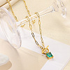 304 Stainless Steel Pave Cubic Zirconia Square Birth Stone Pendant OT Necklaces FS-WGEE56A-09-2