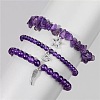 3Pcs Alloy & Natural Amethyst Beads Charm Bracelets DY7954-1-2