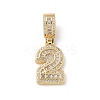 Brass Clear Cubic Zirconia European Dangle Charms KK-R003-01G-02-2