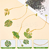 4Pcs 4 Styles Brass Leaf Pendant Bookmarks with Chain AJEW-CP0006-79-5