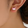 Elegant Brass Butterfly Stud Earrings EJ7103-3