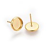 Flat Round 304 Stainless Steel Stud Earring Settings Ion Plating(IP) STAS-I323-10mm-G03-1