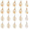 20Pcs 2 Colors Natuarl Cowrie Shell Vortex Copper Wire Wrapped Pendants PALLOY-WR00015-1