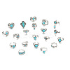 20Pcs Bohemian Style Alloy with Resin Cuff Rings FS-WG5AD72-01-5