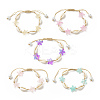 Natural Cowrie Shell & Glass Starfish Braided Bead Bracelet for Women X-BJEW-JB09943-1