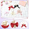 4Pcs 4 Colors Alloy Imitation Pearl Bowknot Keychains for Decorations ST-CJ0028-03-3