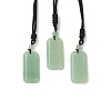 Natural & Synthetic Mixed Gemstone Rectangle Pendant Necklace with Nylon Cord for Women NJEW-C001-01A-2