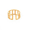 Ion Plating(IP) 304 Stainless Steel Rectangle Hollow Open Cuff Ring for Women LS-RJEW-S405-161G-2