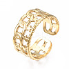 304 Stainless Steel Star Open Cuff Ring RJEW-T023-03G-3