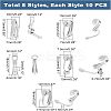 50Pcs 5 Style 201 & 304 Stainless Steel Clip-on Earring Converters Findings STAS-UN0038-19-4