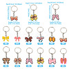 12Pcs 12 Styles PVC Plastic Bowknot Keychains KEYC-TA0001-54-3