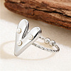 304 Stainless Steel & Plastic Pearl Cuff Open Rings SA-G002-01P-1