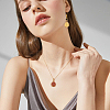Copper Wired Wrapped Natural Gemstone Round Pendant Decorations HJEW-AB00711-5