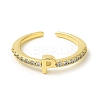Clear Cubic Zirconia Initial Letter Open Cuff Ring RJEW-H120-09G-P-2