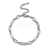 Anti-Tarnish 304 Stainless Steel Oval Link Chain Anklets AJEW-A057-01P-1