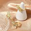 Brass Micro Pave Clear Cubic Zirconia Enamel Finger Rings RJEW-L113-025G-2