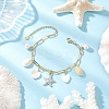 Natural Freshwater Shell Beads & Alloy Enamel Charm Bracelets BJEW-JB12214-02-1