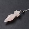 Natural Rose Quartz Pointed Dowsing Pendulums AJEW-B020-05P-07-4
