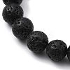 Natural Lava Rock Round Beaded Stretch Bracelets BJEW-JB09900-01-3