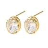 Brass Micro Pave Clear Cubic Zirconia Stud Earrings EJEW-C174-02E-G-4