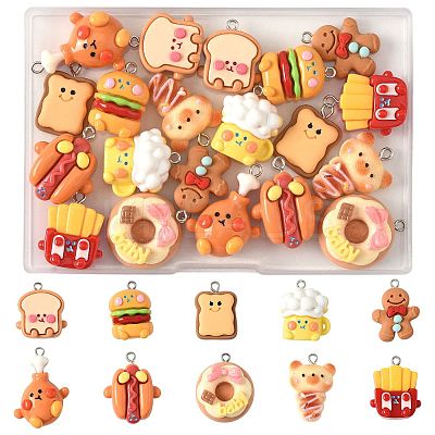 20Pcs 10 Styles Opaque Resin Imitation Food Pendants CRES-FS0001-24-1