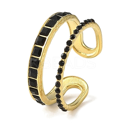 Ion Plating(IP) 304 Stainless Steel Open Cuff Ring for Women RJEW-F166-09G-01-1
