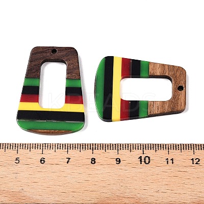 Jamaican Colour Epoxy Resin & Walnut Wood Pendants RESI-N039-122S-1