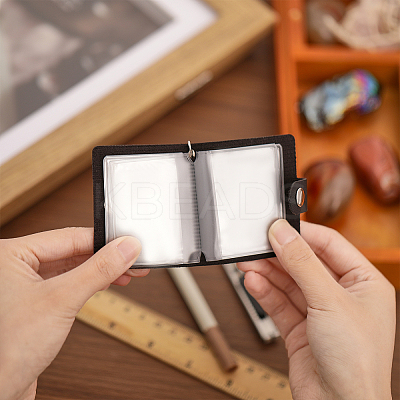4 Sest 2 Colors 2 Inch Leather Cover Mini Photocard Holder Book AJEW-CA0003-95-1