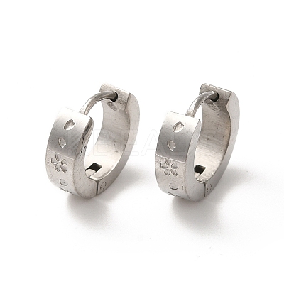 Non-Tarnish Flower 304 Stainless Steel Hoop Earrings EJEW-P255-07P-1
