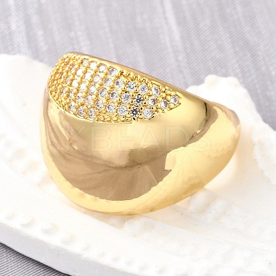 Brass Micro Pave Cubic Zirconia Open Cuff Rings for Women RJEW-K292-09G-1