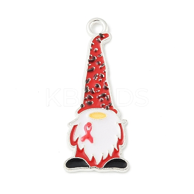 No To Drugs Red Awareness Ribbon Theme Alloy Enamel Pendants ENAM-C026-02C-S-1