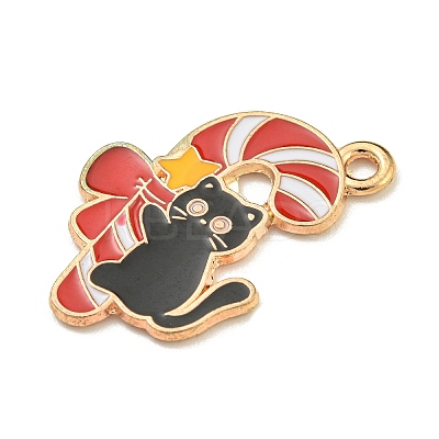 Christmas Kitten Alloy Enamel Pendants ENAM-I060-02E-1