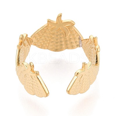 Adjustable Ion Plating(IP) 304 Stainless Steel Cuff Rings for Women RJEW-N052-01G-1