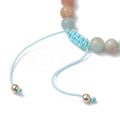 Natural Flower Amazonite Round Beaded Braided Bead Bracelets BJEW-JB10692-03-1