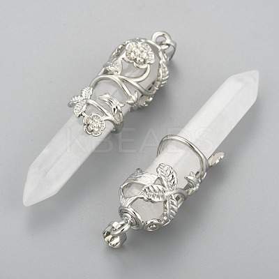 Natural Quartz Crystal Pointed Pendants G-O164-02-P05-1
