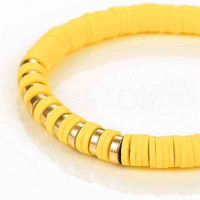 Handmade Polymer Clay Heishi Beads Stretch Bracelets BJEW-JB05303-02-1