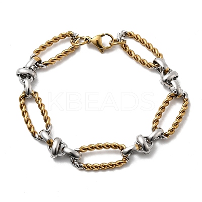 304 Stainless Steel Oval Link Chain Bracelets for Women LS-BJEW-D377-01D-1