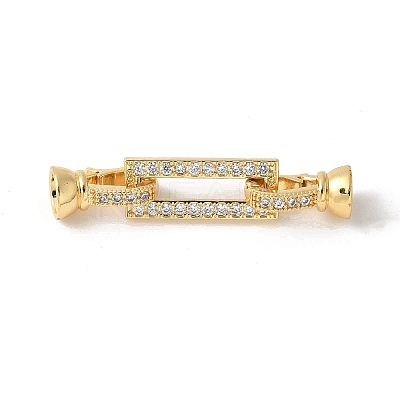 Brass Pave Clear Cubic Zirconia Fold Over Clasps KK-M320-14G-1