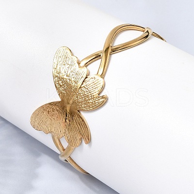 Butterfly 304 Stainless Steel Cuff Bangles for Women BJEW-A155-01G-1