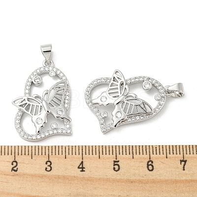 Rack Plating Brass Micro Pave Cubic Zirconia Pendants KK-F869-23P-1