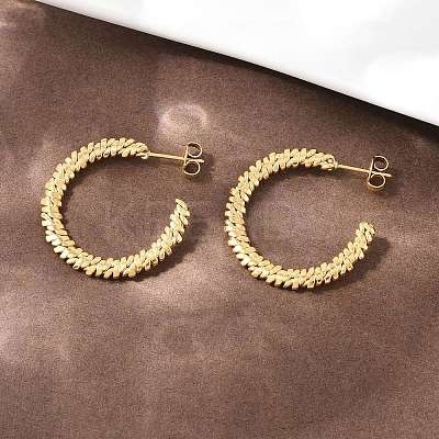 304 Stainless Steel Woven C-Shaped Stud Earrings EJEW-P324-07G-1