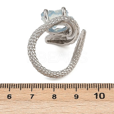 Snake Natural Aquamarine Open Cuff Rings RJEW-K286-10P-03-1