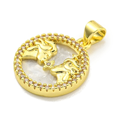 Brass Micro Pave Clear Cubic Zirconia Pendants KK-K354-04G-08-1