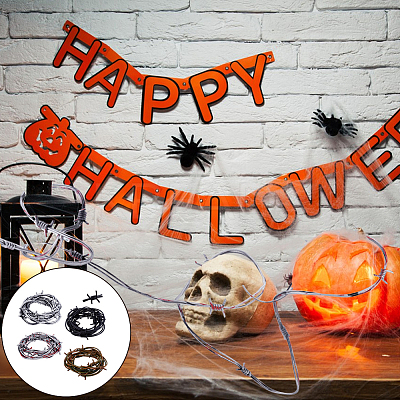 4Pcs 4 Colors Halloween Plastic with Iron Inside Fake Barbed Wire Garlands for Party Home Decoration Crafts KY-GA0001-40-1