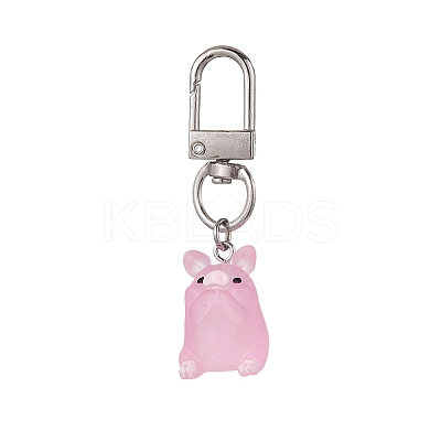 5Pcs Luminous Translucent Resin Pig Pendant Decorations HJEW-JM03747-1