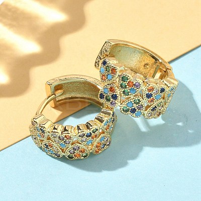 Heart Brass Micro Pave Cubic Zirconia Hoop Earrings EJEW-A132-10G-01-1