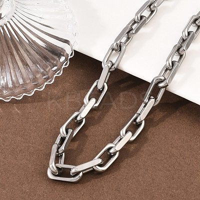7.5MM 304 Stainless Steel Paperclip Chain Necklaces NJEW-Z105-01P-1