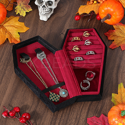 1Pc Coffin Shaped Velvet Jewelry Storage Boxes DARK-BBC0001-01-1