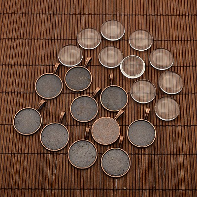 25mm Transparent Clear Domed Glass Cabochon Cover with Alloy Settings TIBEP-X0008-R-FF-1